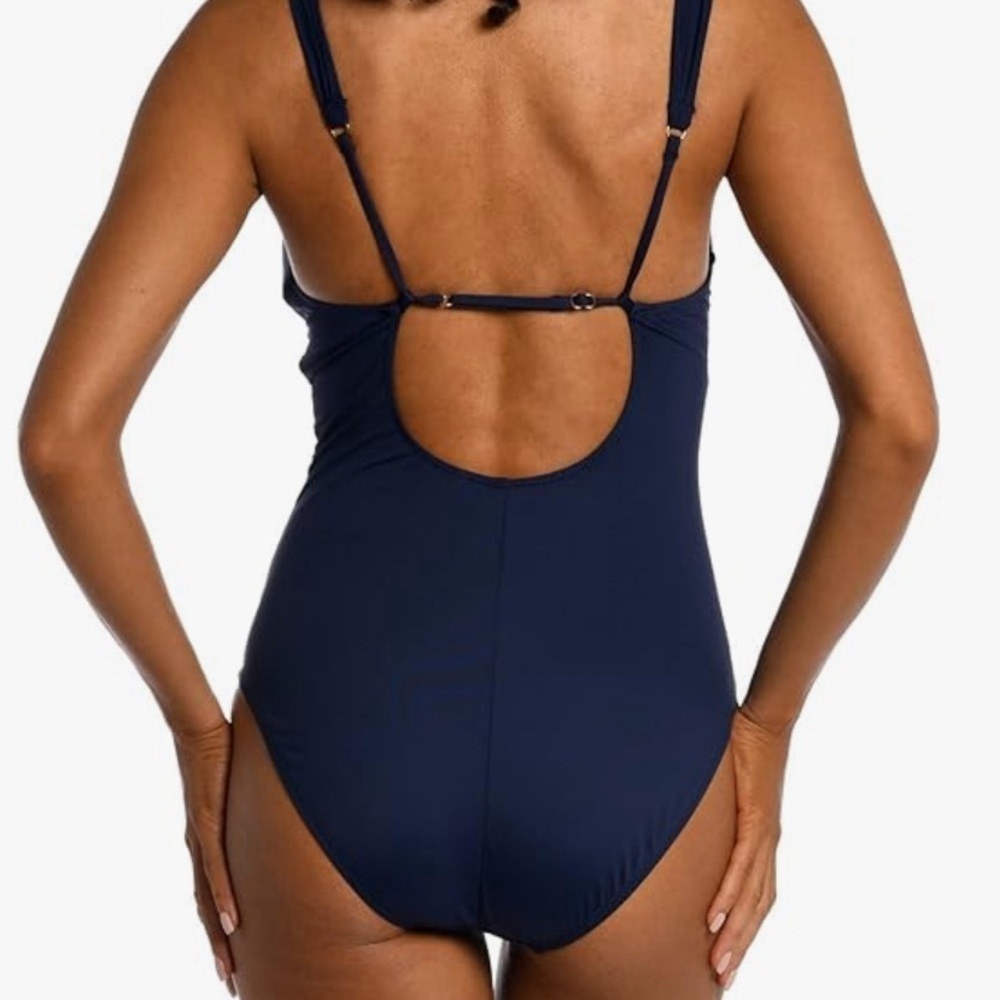 La Blanca Standard Island Goddess Cross Front Keyhole Swimsuit, Size 12 - Picture 11 of 11